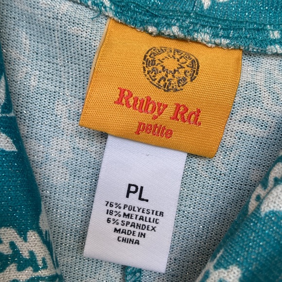 3/$45 Ruby Rd top metallic floral print pullover w stretch casual office PL - Picture 12 of 17